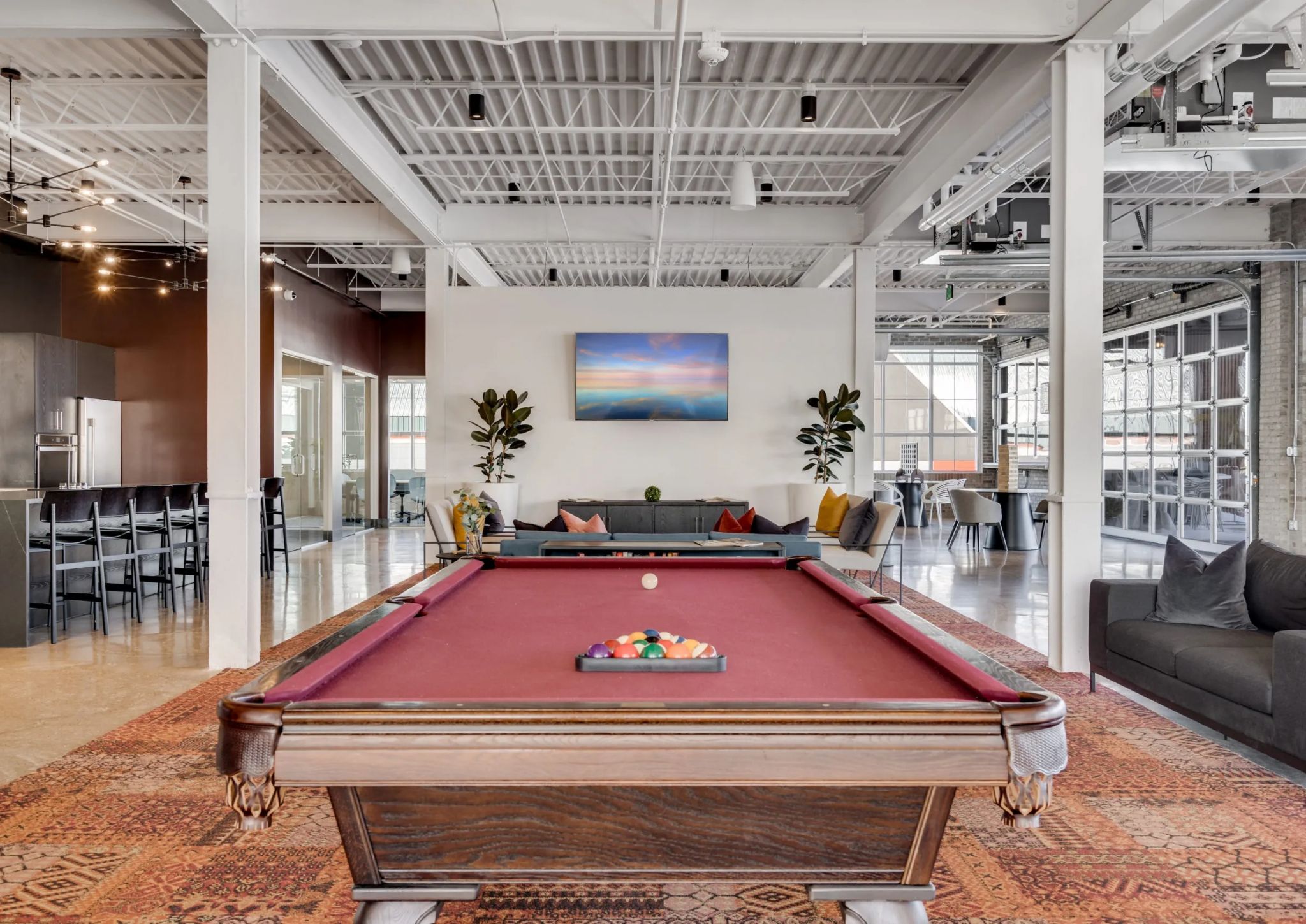 Billiards table in amenities area at Max Minneapolis Apartments